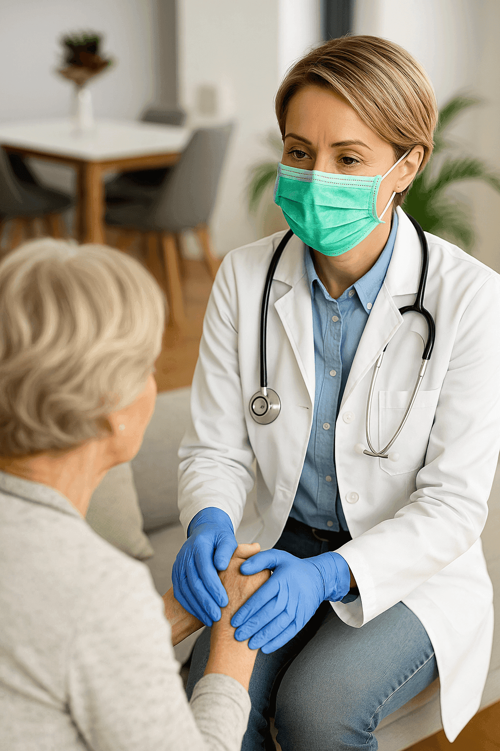 Doctor supporting a screening patient.